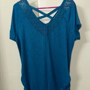Teal Lace Detail Women's Top